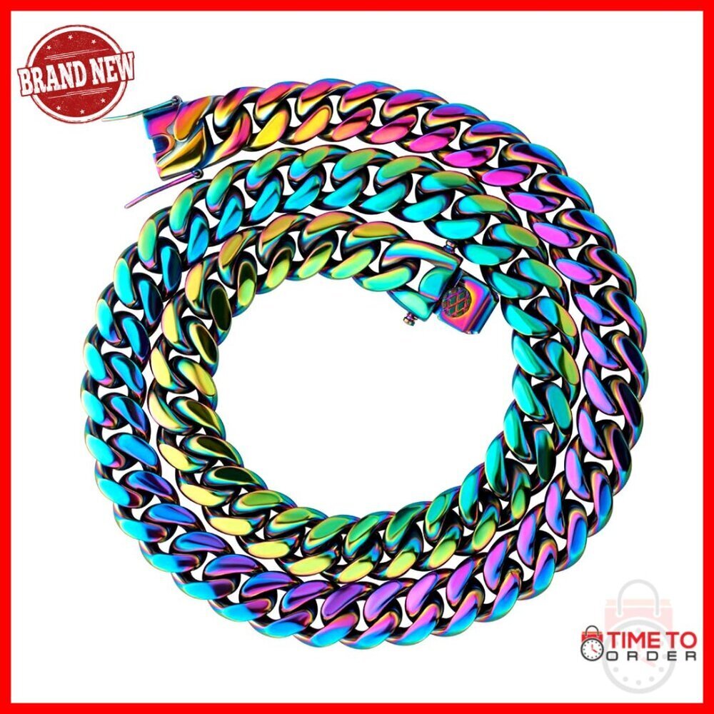 Stainless Steel Cuban Link Chain Necklace 10mm 14mm 16-30 Inch